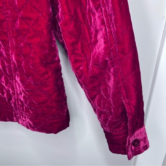 Coldwater Creek Red Quilted Velvet Jacket Size Large Petite - Picture 4 of 10